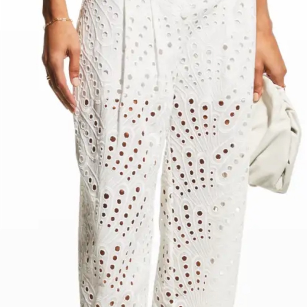 NWOT- White Eyelet Wide-Leg Pants S